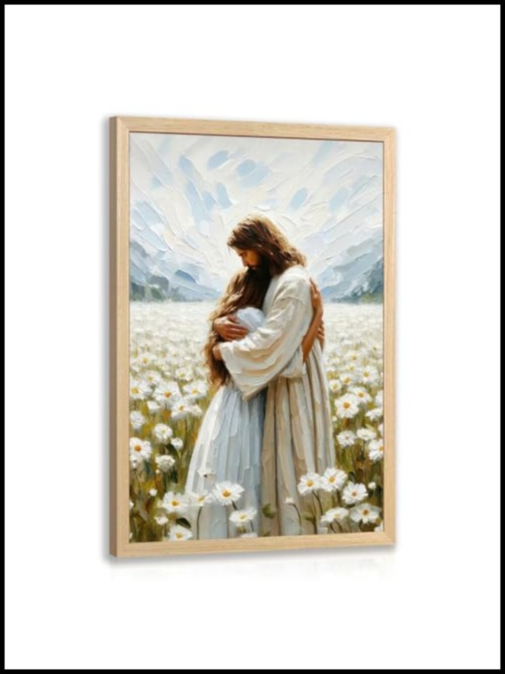 Framed Jesus Wall Art 16x24 Canvas Wood Frame Christian Decor